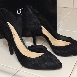 BCBG Black 4” Lace Heel Like New”